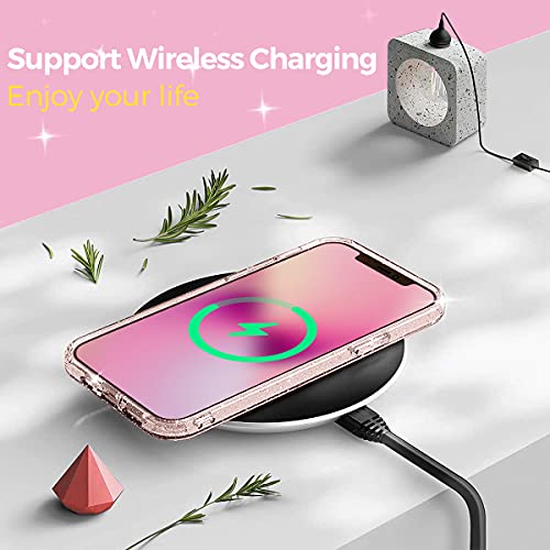 WEIYUN Funda Glitter Transparente Diseñada para iPhone 13 Pro MAX Mujeres y Niñas,【Protección Anti-Amarilla a Prueba de Golpes】 Carcasa Bling para Clear Funda iPhone 13 Pro MAX 6.7"- Purpurina Clara