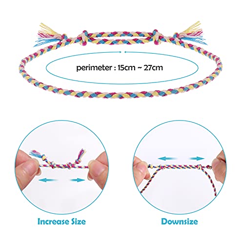 Wodasi Hechas a Mano Trenzadas Pulsera, 10 Piezas Pulsera Ajustable, Pulsera de Cuerda para Hombres Mujeres Trenzado Pulsera, Pulseras de Tejido para Amistad, Multicolor, Estilo B