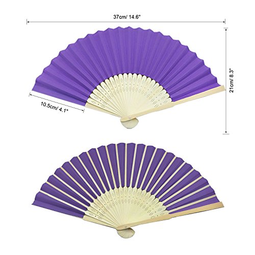 Woohome 12 Pz Ventilador de Papel de Bambú Plegable Mano Ventilador para Decoraciones de Bodas, Fiestas, Bailes, DIY (Multicolor)
