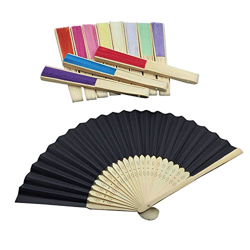 Woohome 12 Pz Ventilador de Papel de Bambú Plegable Mano Ventilador para Decoraciones de Bodas, Fiestas, Bailes, DIY (Multicolor)