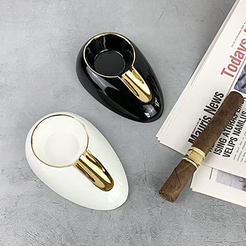 WYJZALLL Cenicero De Cigarro para Un Solo Cigarro Cenicero Redondo Portátil De Cerámica para Interior Escritorio De Oficina En Casa Mesa De Centro Decoración del Hogar (Color : Platinum)