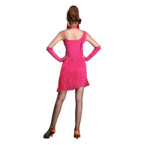 Xinvivion Latín Vestido de Baile para Mujer - Vals Salón de Baile Bailando Traje de práctica Lentejuela Borla Ropa de Baile