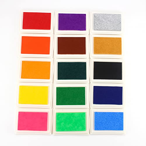 YXHZVON Almohadillas De Tinta, 15 Colores Almohadillas de Tinta para Huellas, Craft Ink Pad para Sellos Tinta Sellos Scrapbooking, Tampon Tinta Colores para Niños
