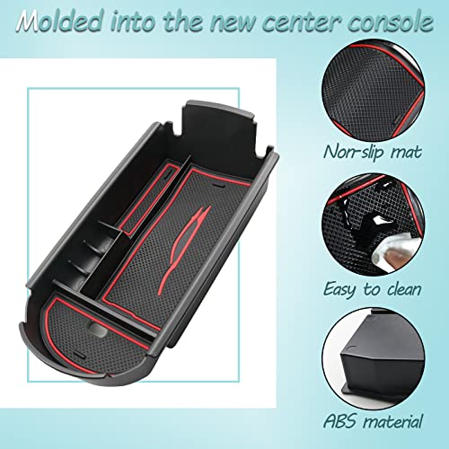 ZCLINKO T*oyota C-HR 2016-2021 Caja de Almacenamiento para Apoyabrazos, Consola Central Organizador Bandeja Storage Box Auto Interior Accesorios(Rojo)