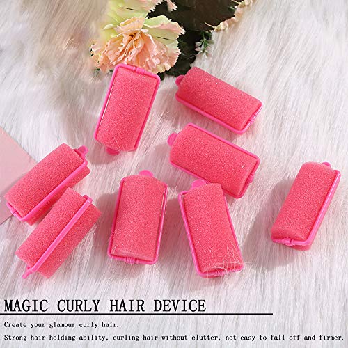 ZEVONDA Rodillos de Esponja de Espuma para el Cabello 18-28 Piezas - Herramientas de Rulos de Esponja Suave para Mujeres y Niños Peinado de Bricolaje (Rosa), 3.6 * 6.7CM / 18 piezas