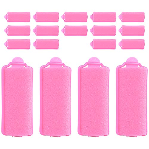 ZEVONDA Rodillos de Esponja de Espuma para el Cabello 18-28 Piezas - Herramientas de Rulos de Esponja Suave para Mujeres y Niños Peinado de Bricolaje (Rosa), 3.6 * 6.7CM / 18 piezas