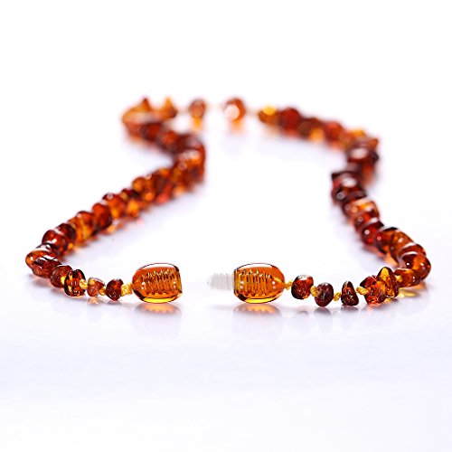 ZHAOXIA Collar de ámbar (Cognac) - Collar de Ambar ámbar báltico - Longitud 35 cm