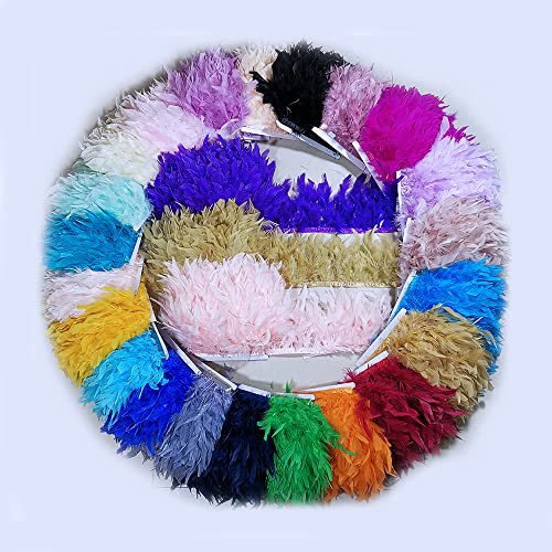 1 metro de cuero Natural, Color rosa, adornos de plumas de pavo, cinta de plumas, decoración de vestido de boda, artesanías de costura, venta al por mayor, púrpura claro
