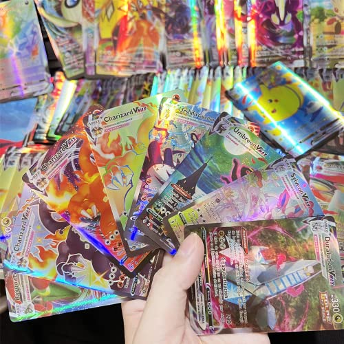100 Cartas Pokemon V-VMAX Español,Carta Coleccionables (100 Cartas Brillante),Cartas Fantásticas