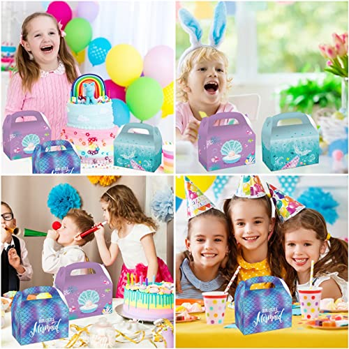12 Piezas Bolsas Papel Kraft Sirena con Asas,Sirena Regalo Cajas artículos de Fiesta Sirena para Fiesta de cumpleaños, Baby Shower, Suministros de Boda
