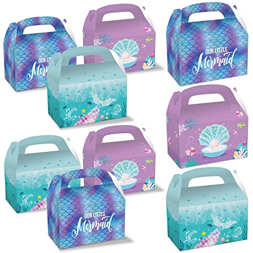 12 Piezas Bolsas Papel Kraft Sirena con Asas,Sirena Regalo Cajas artículos de Fiesta Sirena para Fiesta de cumpleaños, Baby Shower, Suministros de Boda