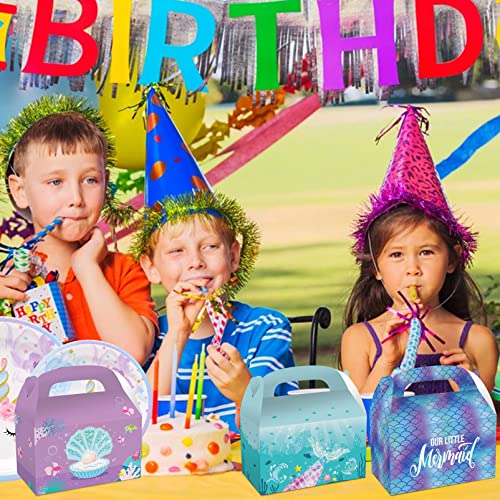 12 Piezas Bolsas Papel Kraft Sirena con Asas,Sirena Regalo Cajas artículos de Fiesta Sirena para Fiesta de cumpleaños, Baby Shower, Suministros de Boda
