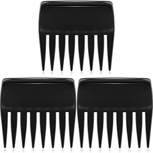 3 Paquetes de Peines Streaker Peine de Dientes Anchos Antiestático Peine de Peinado Peine de Desenredado 8 Dientes Muy Separados para Niño Adulto, Negro