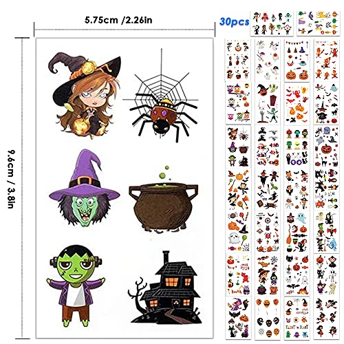 315 PCS Halloween Fiestas Pegatinas,Tatuajes Temporales de Halloween,30 Hojas Halloween Tatuajes Temporales para Niños,Pegatinas de Tatuajes de Halloween,Halloween Tattoos,para Fiesta de Halloween