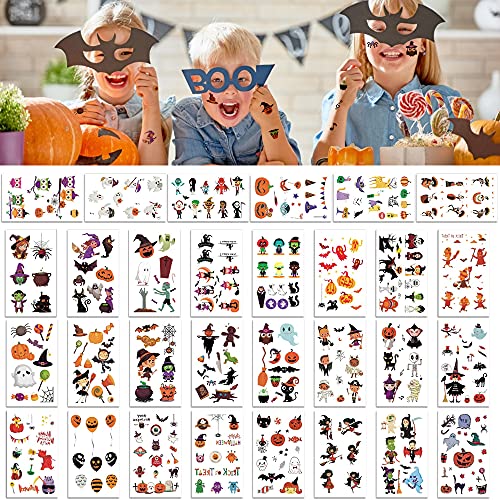 315 PCS Halloween Fiestas Pegatinas,Tatuajes Temporales de Halloween,30 Hojas Halloween Tatuajes Temporales para Niños,Pegatinas de Tatuajes de Halloween,Halloween Tattoos,para Fiesta de Halloween