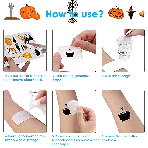 315 PCS Halloween Fiestas Pegatinas,Tatuajes Temporales de Halloween,30 Hojas Halloween Tatuajes Temporales para Niños,Pegatinas de Tatuajes de Halloween,Halloween Tattoos,para Fiesta de Halloween