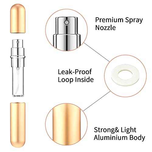 4 Piezas Atomizador de Perfume de Botella Vacío 5ml Atomizadores Perfume Recargable, Portátil Mini Botella de Perfume Vacía Recargable, 5ml Pulverizador del perfume para Viajes, Vacacione