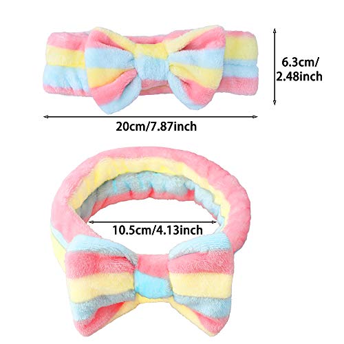 4 piezas de diadema facial, maquillaje, envoltura de baño, toalla deportiva de tela de felpa con cinta mágica, cinta elástica para el pelo con lazo con 2 cepillos, 6 maquinillas de afeitar para cejas