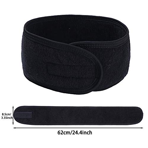 4 piezas de diadema facial, maquillaje, envoltura de baño, toalla deportiva de tela de felpa con cinta mágica, cinta elástica para el pelo con lazo con 2 cepillos, 6 maquinillas de afeitar para cejas