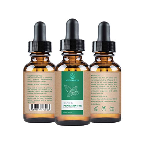 Aceite esencial de menta, 100% puro orgánico y natural, grado terapéutico para difusor, relajación, mezclas para el cabello y el cuerpo (120 ml)