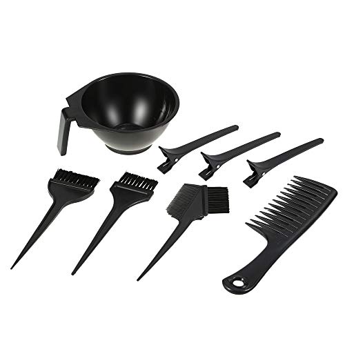 Anself 8pcs Kit de Herramientas para Coloración, Tinte de Peluquería, Tazón, Cepillos, Peine y Clips