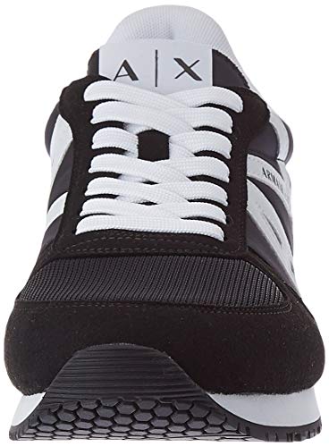 Armani Exchange Micro Suede Multicolor Sneakers, Zapatillas Hombre, Black White, 40 EU