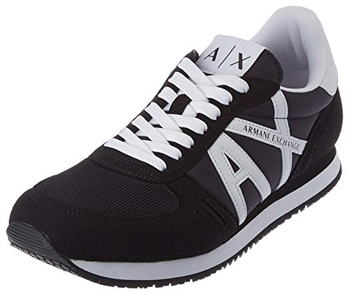 Armani Exchange Micro Suede Multicolor Sneakers, Zapatillas Hombre, Black White, 40 EU