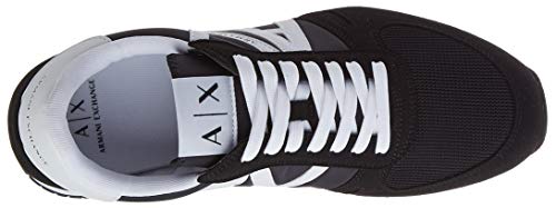 Armani Exchange Micro Suede Multicolor Sneakers, Zapatillas Hombre, Black White, 40 EU