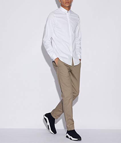 Armani Exchange Smart Stretch Satin Camisa, Blanco (White 1100), 40 (Talla del Fabricante: Small) para Hombre