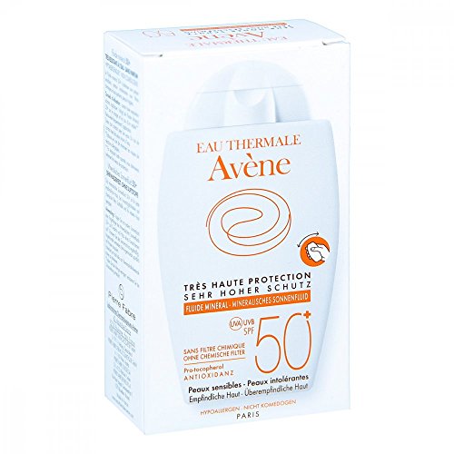 AVENE Líquido solar mineral SPF 50+, sin tintar, 40 ml