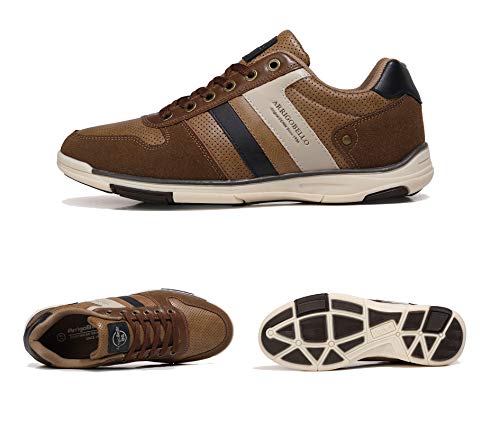 AX BOXING Zapatillas Hombres Aire Libre Deportivo Sneakers Cómodo Elegante Casual Zapatos Tamaño 41-46 (Marrón-1352, Numeric_41)