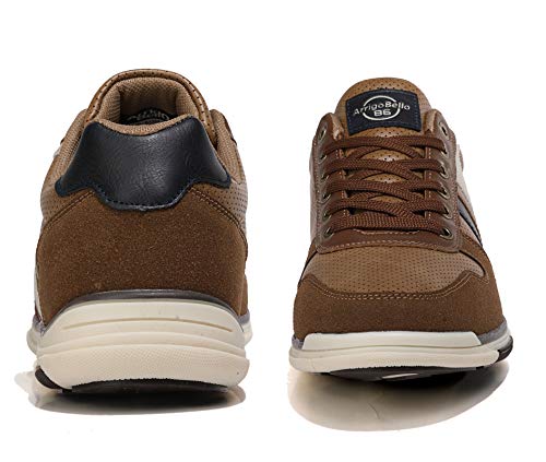 AX BOXING Zapatillas Hombres Aire Libre Deportivo Sneakers Cómodo Elegante Casual Zapatos Tamaño 41-46 (Marrón-1352, Numeric_41)