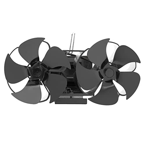 Baoblaze Ventilador de Estufa de Doble Cabezal Accionado por Calor 10 Cuchillas Respetuoso del Medio Ambiente Ventilador de Chimenea Quemador de leña para el