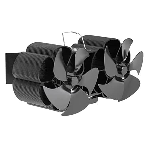 Baoblaze Ventilador de Estufa de Doble Cabezal Accionado por Calor 10 Cuchillas Respetuoso del Medio Ambiente Ventilador de Chimenea Quemador de leña para el