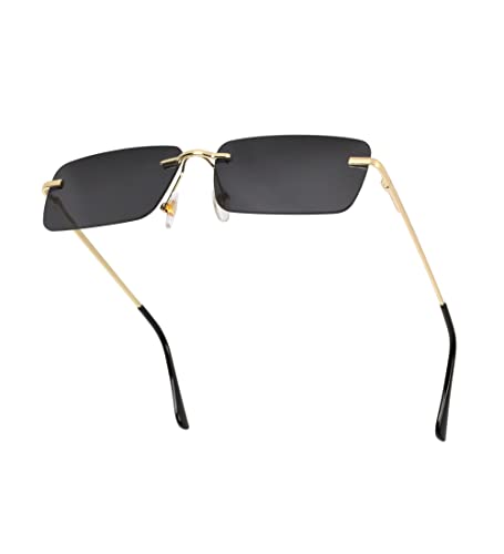 besbomig Vintage Gafas de Sol Rectangulares Sin Montura para Mujer y Hombre - Gafas Retro con Protección UV para Conducir y Deportes al Aire Libre