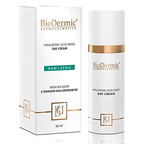 BioDermic Crema de Día con Ácido Hialurónico, dermocosmética antiedad, hidratante, suavizante y nutritiva, Fabricada en la UE, 1 x 50 ml