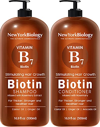 Biotin Champú y Acondicionador Set para Crecimiento y Adelgazamiento del Cabello – Fórmula Espesante para Tratamiento de Pérdida de Cabello – Para Hombres y Mujeres – Anti Caspa - 500 ml