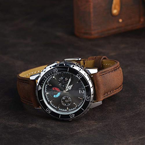 BISONSTRAP Correa de Reloj 22mm, Correa Piel de Cuero Vintage, Marrón Oscuro
