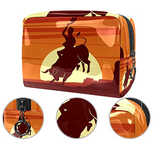 Bolsa de Maquillaje Imágenes Prediseñadas de Rodeo Neceseres para Maquillaje Bolsa para cosméticos portátil y Muy espaciosa para Mujeres y niñas 18.5x7.5x13cm