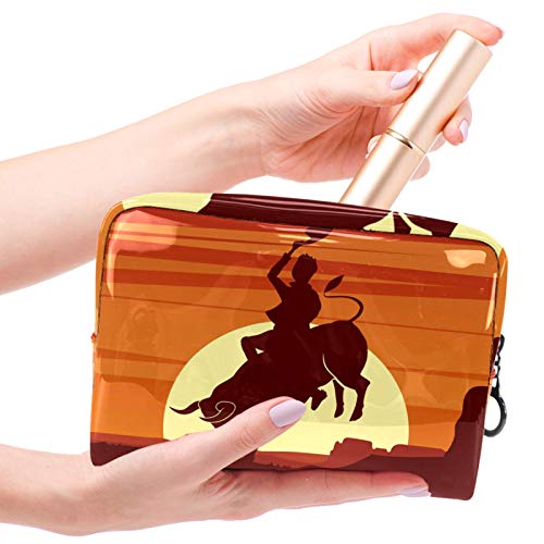 Bolsa de Maquillaje Imágenes Prediseñadas de Rodeo Neceseres para Maquillaje Bolsa para cosméticos portátil y Muy espaciosa para Mujeres y niñas 18.5x7.5x13cm
