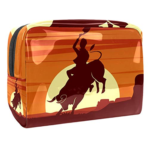 Bolsa de Maquillaje Imágenes Prediseñadas de Rodeo Neceseres para Maquillaje Bolsa para cosméticos portátil y Muy espaciosa para Mujeres y niñas 18.5x7.5x13cm