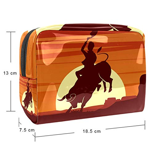 Bolsa de Maquillaje Imágenes Prediseñadas de Rodeo Neceseres para Maquillaje Bolsa para cosméticos portátil y Muy espaciosa para Mujeres y niñas 18.5x7.5x13cm