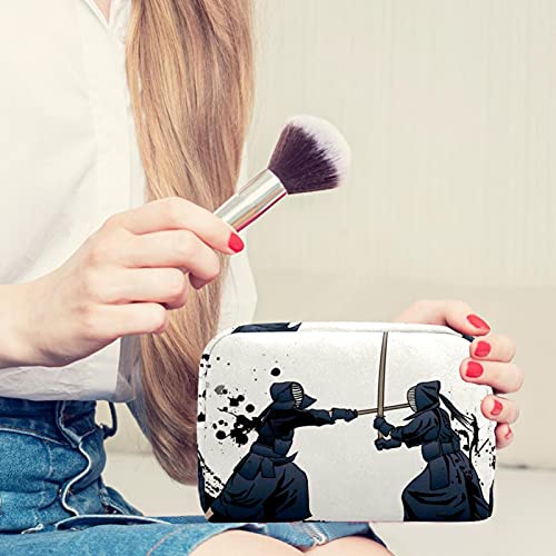 Bolsa De Maquillaje Samurai Japonés Kendo Bolsa Cosmetica Portátil Viaje De Maquillaje Organizador Bolsa De Almacenamiento De Maquillaje 18.5x7.5x13cm