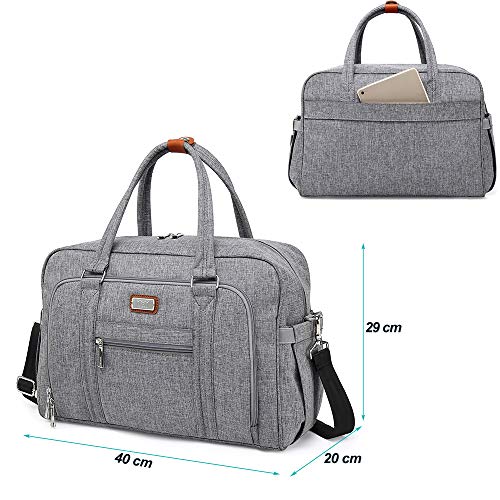 Bolsa de Pañalera WELAVILA, bolso para pañales unisex con almohadilla para cambiar y bolsillos aislados para Mamá y Papá, bolsa de viaje convertible, gris