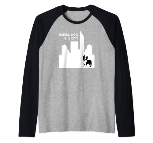 Boston Terrier en la gran ciudad Camiseta Manga Raglan