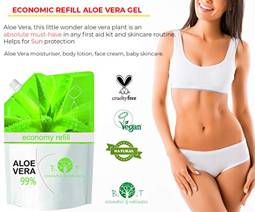 B.O.T cosmetic & wellness Recarga De Gel De 99%. Formato Ahorro. Recarga Económica, Aloe Vera, 5000 Gramo