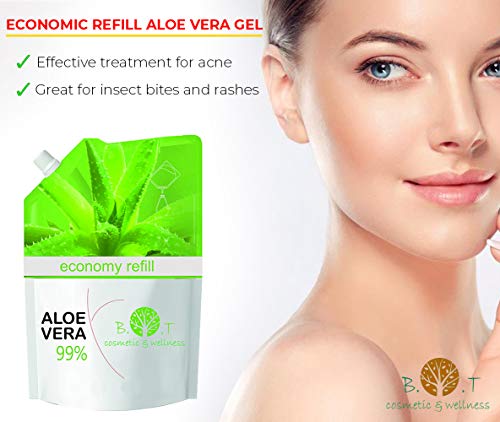 B.O.T cosmetic & wellness Recarga De Gel De 99%. Formato Ahorro. Recarga Económica, Aloe Vera, 5000 Gramo