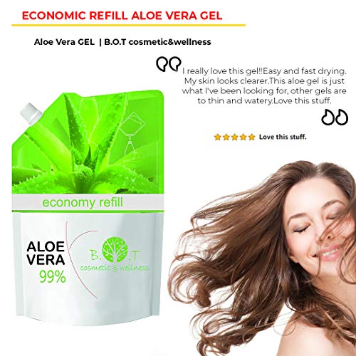 B.O.T cosmetic & wellness Recarga De Gel De 99%. Formato Ahorro. Recarga Económica, Aloe Vera, 5000 Gramo