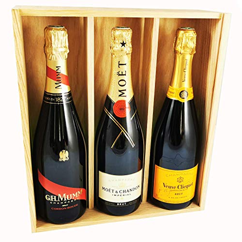 Brut Champagne Mix - Veuve Clicquot/Moet & Chandon/Mumm Cordon Rouge- En caja de madera