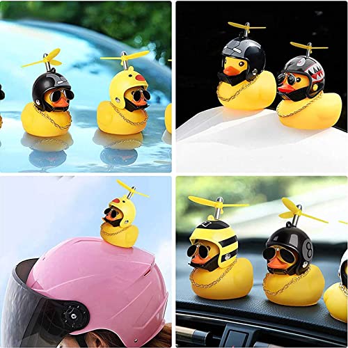 Bymivofun 3 Piezas Adorno de Coche de Pato Amarillo, Decoración de Salpicadero de Coche de Pato, Pato de Coche con Casco de Hélice, para Decoración de Coche, Oficina, Habitación y Sala de Estar